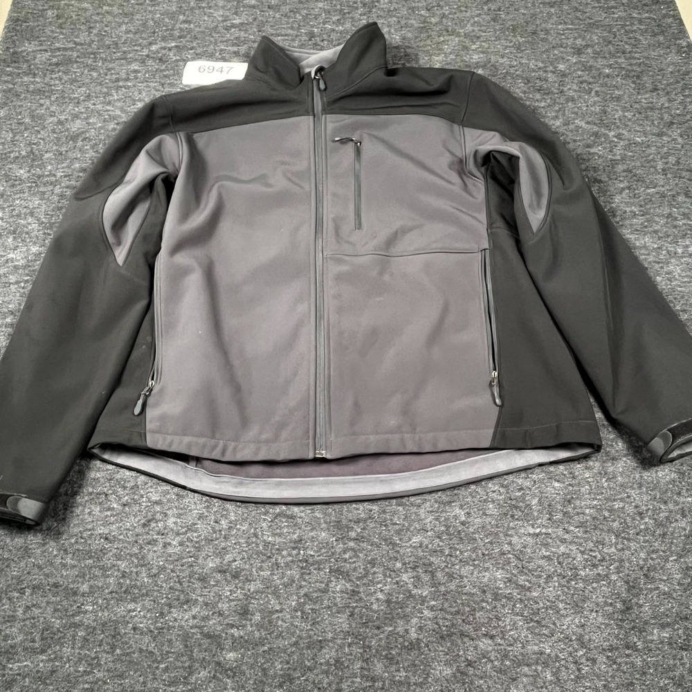 Kirkland Sinature Jacket Mens XL Gray Black Fleece Mock Neck Full Zip Casual